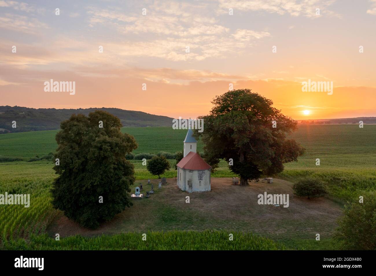 Unique place and little chapel in hungary. The St Ilona chapel is a hidden gem in Zala county. Here is amazing romantic mood and juat a few people kno Stock Photo