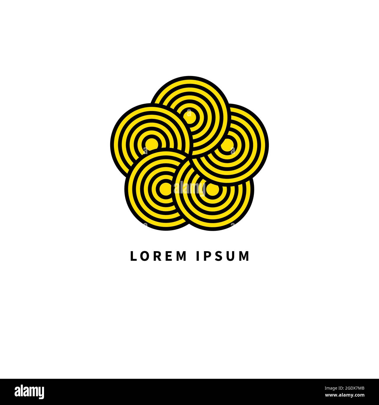 Networking logo created from five circles. Abstract geometric business icon. Stock Vector