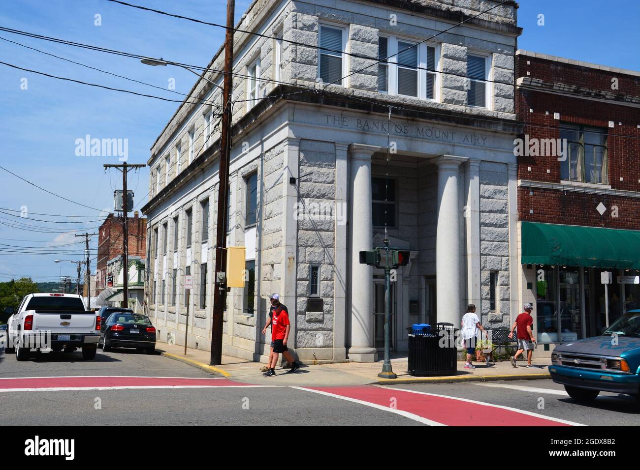 Main Street shopping district in Mount Airy North Carolina, the