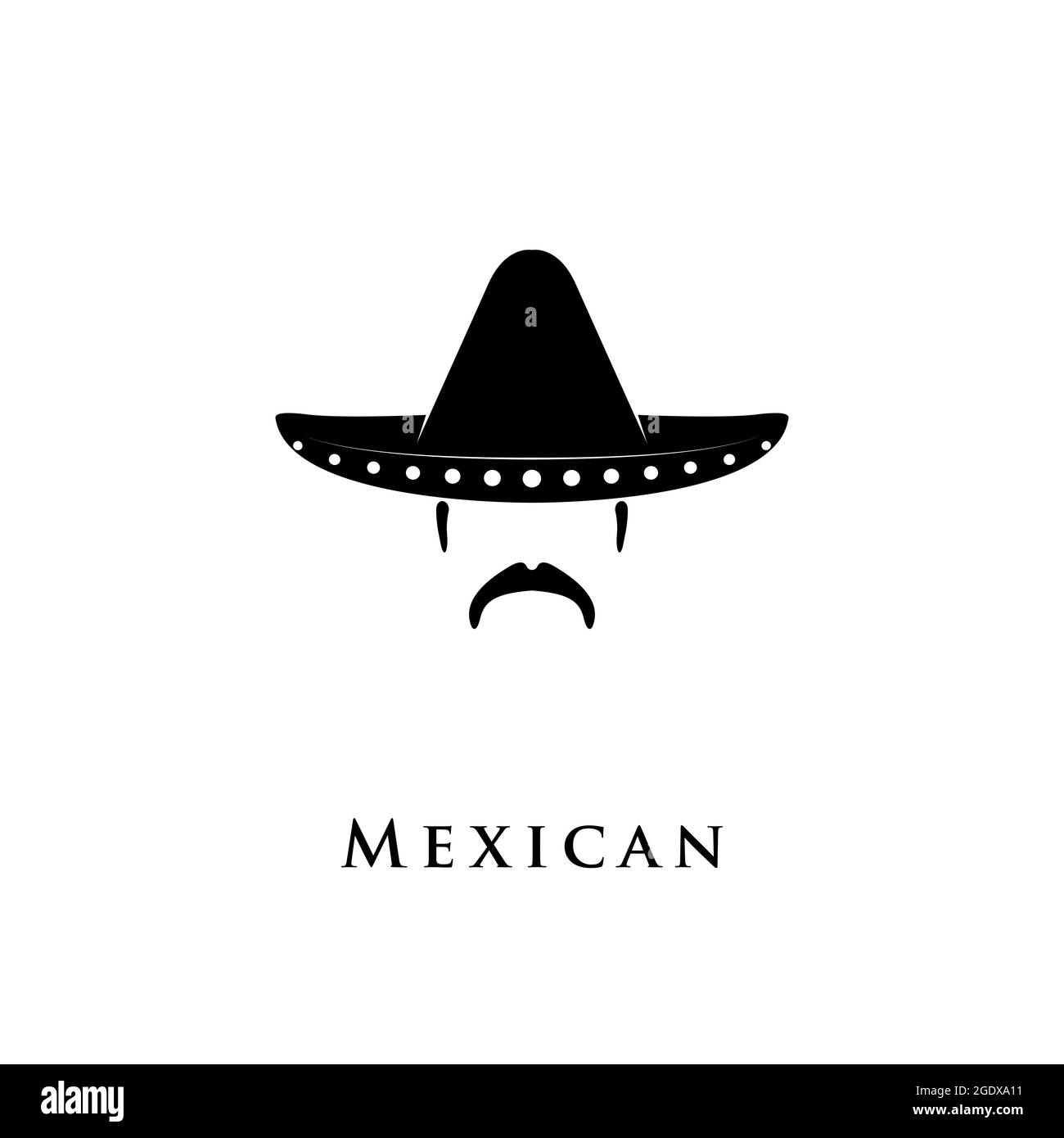 Mexican man with sombrero and mustache. Vector illustration. Stock Vector