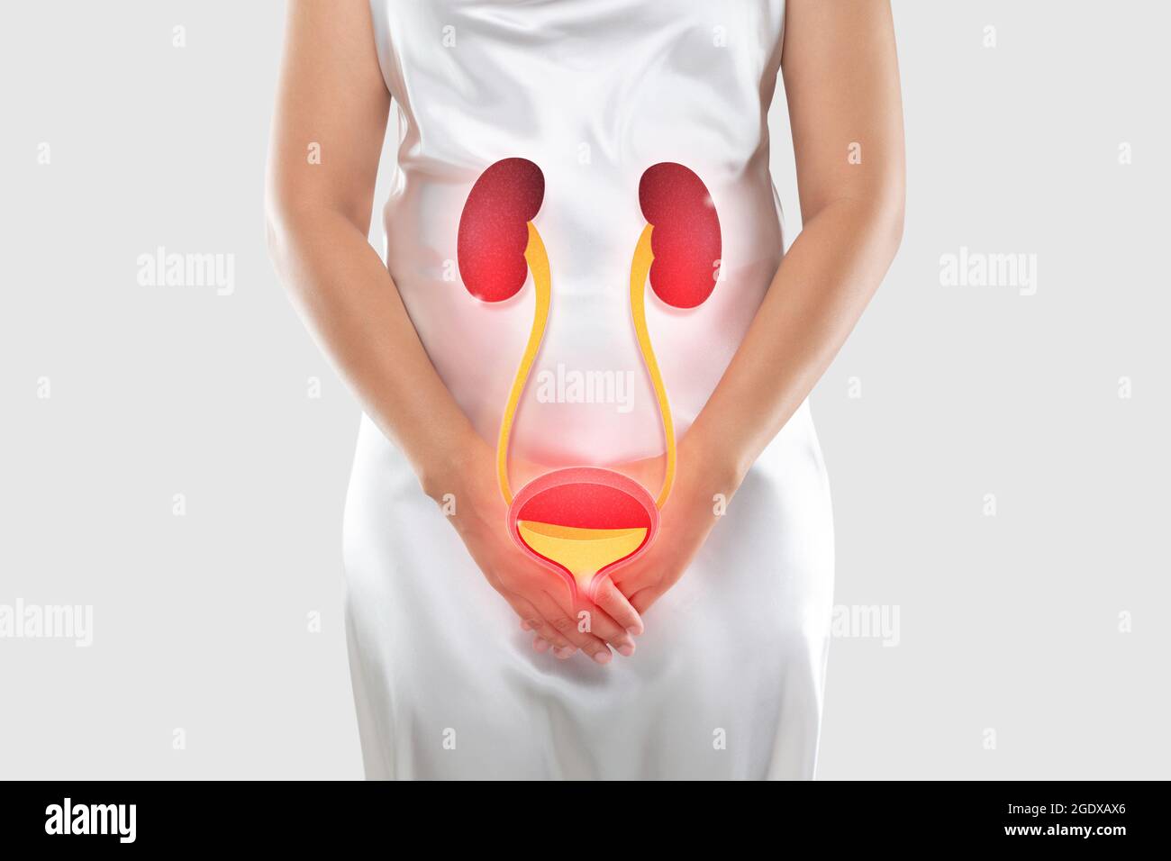 Women having urethritis and Urinary Incontinence. Female with hands holding  her crotch Stock Photo - Alamy