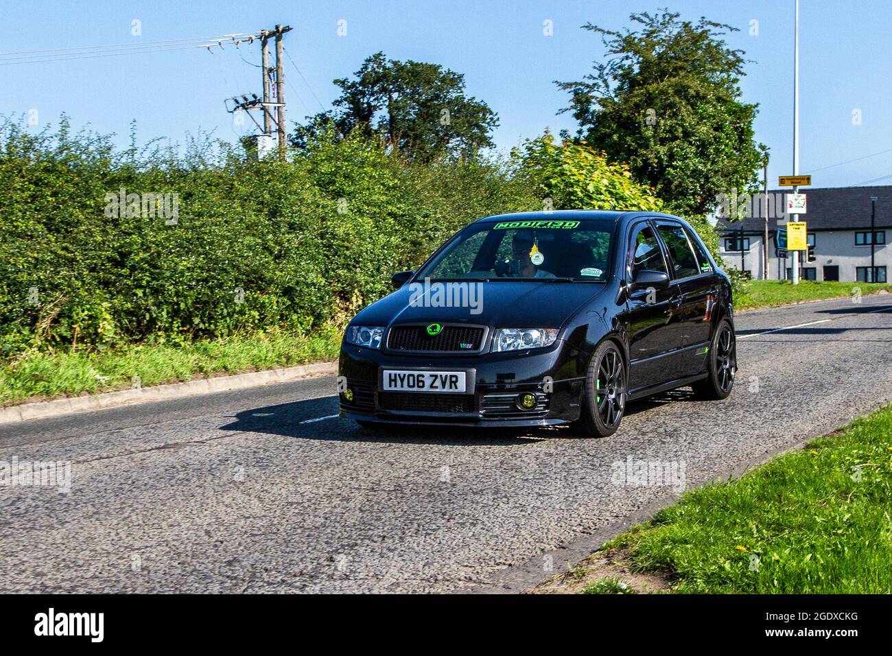 2006 black Skoda VRS 6 speed manual 1896cc diesel en-route to Capesthorne Hall classic July car show, Cheshire, UK Stock Photo