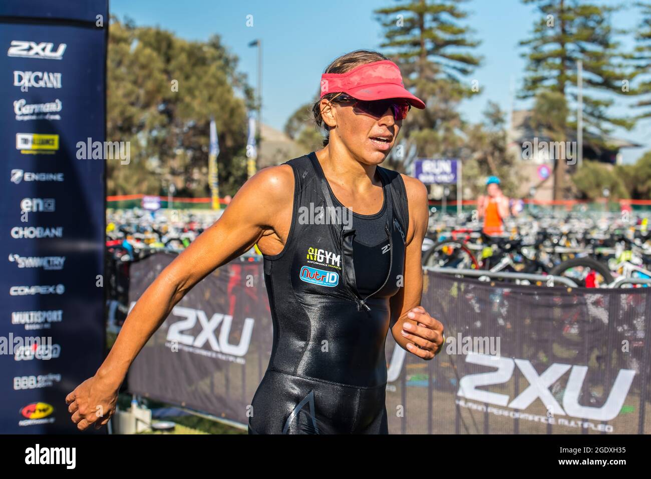 Triathlete Wilms from Nederland's seen finishing the during the 2XU Triathlon Series 2021 at Elwood beach Stock Photo - Alamy