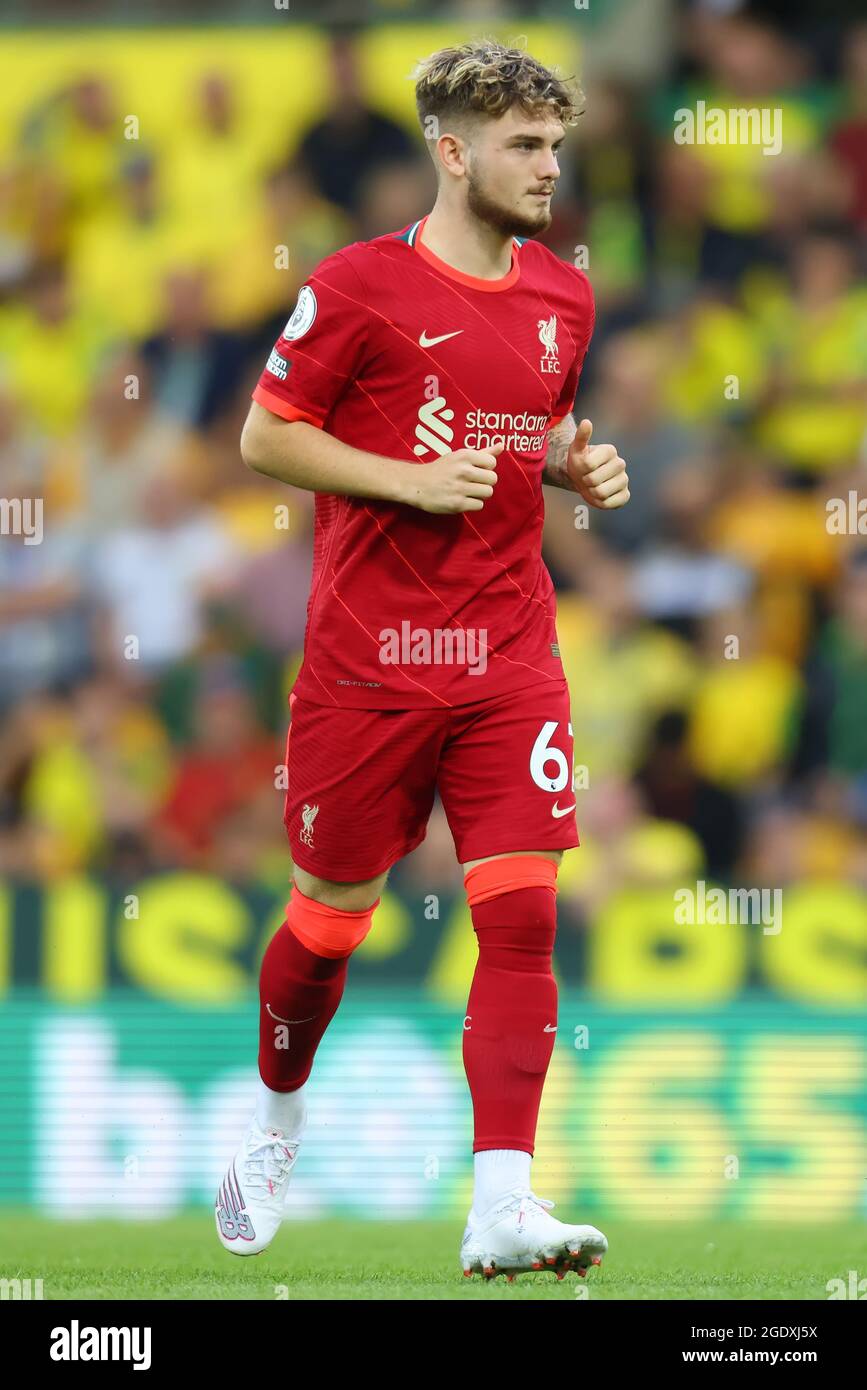 14th August 2021; Carrow Road, Norwich, Norfolk, England; Premier League football, Norwich versus Liverpool; Harvey Elliott of Liverpool Stock Photo