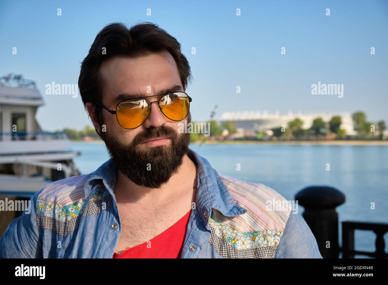Outdoor portrait of young adult caucasian man Stock Photo
