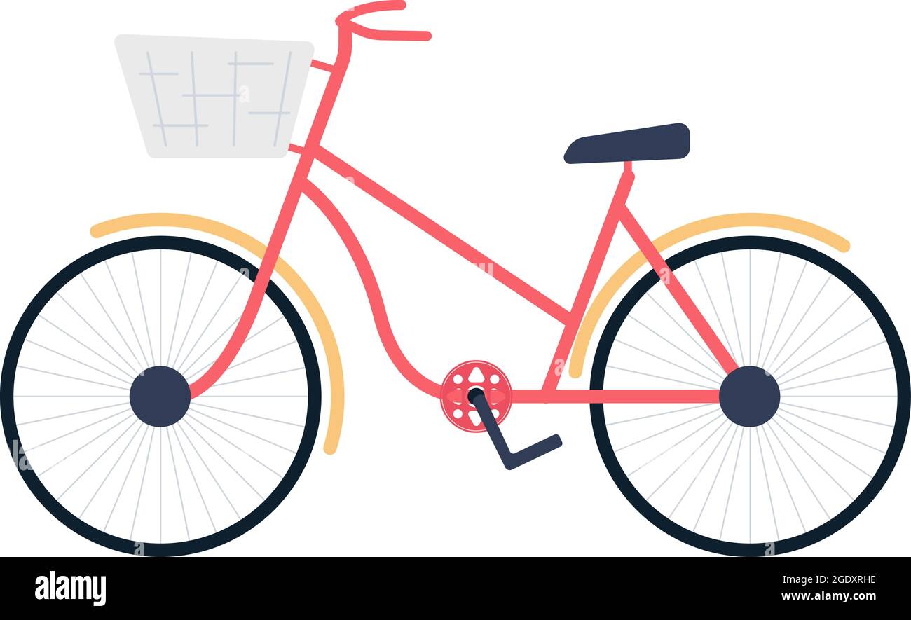 Bicycle with basket semi flat color vector object Stock Vector