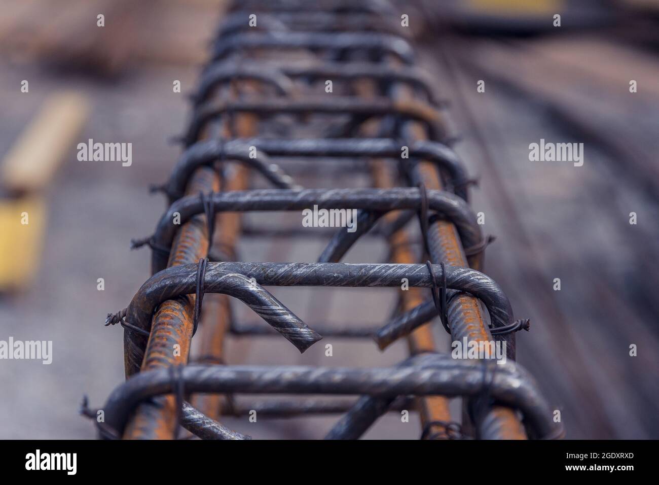 Construction rebar steel work reinforcement. Closeup of Steel rebars