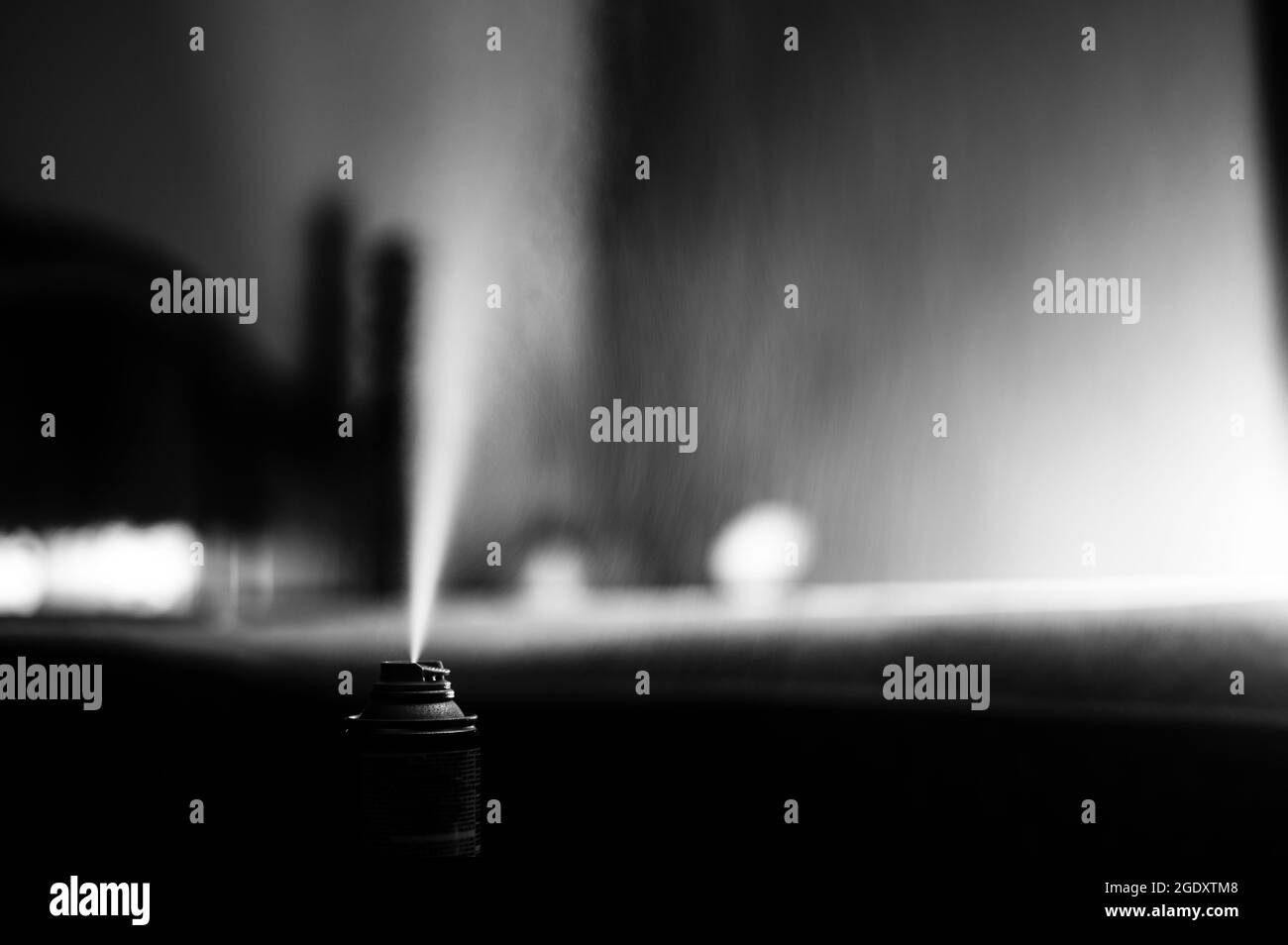 Selective focus on insect insecticide aerosol can fogger used to kill ...