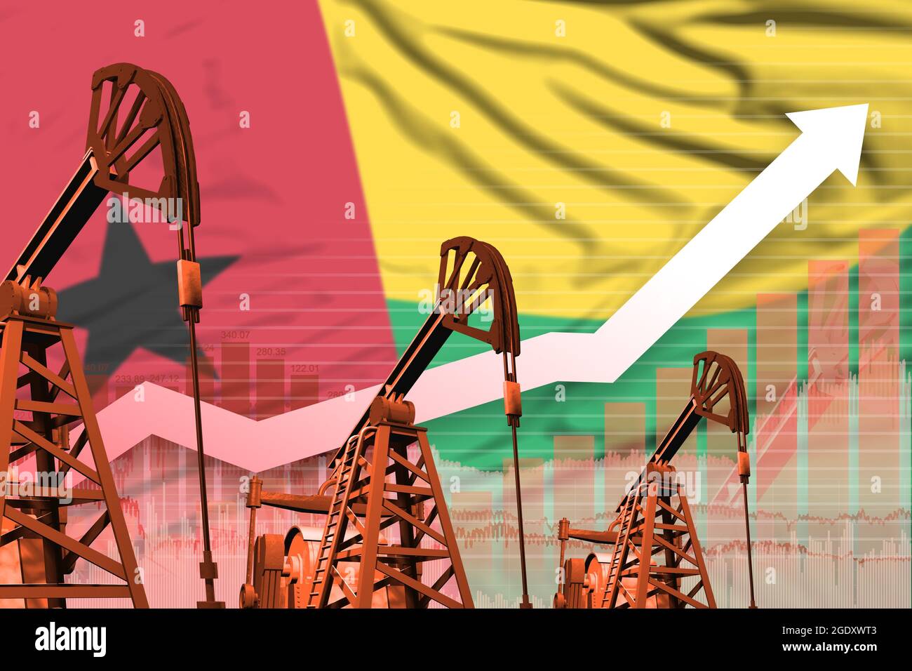 Guinea-Bissau oil industry concept, industrial illustration - rising up ...