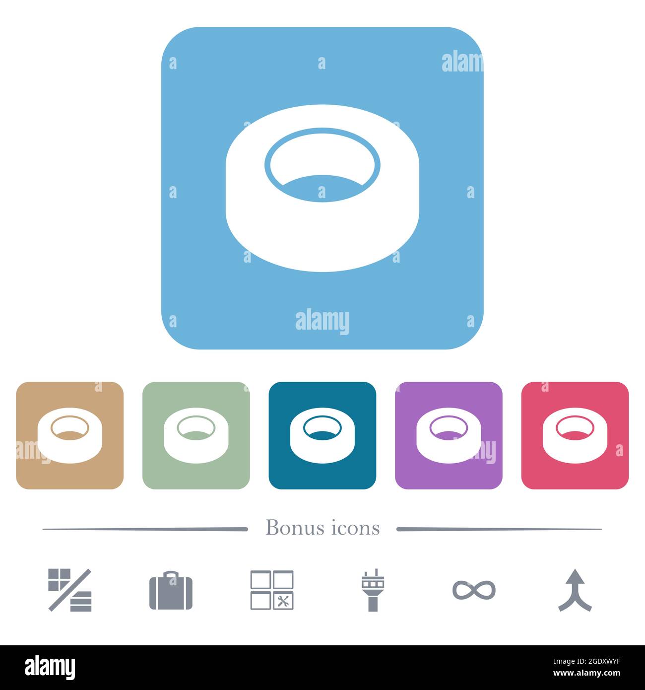 Insulating tape white flat icons on color rounded square backgrounds. 6 ...