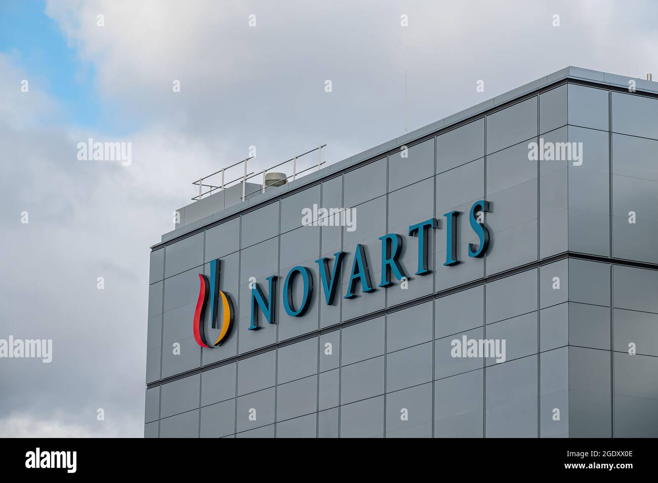 STEIN, SWITZERLAND - FEBRUARY 18, 2020: Novartis is the second largest pharmaceutical company in the world. Novartis Pharma in Stein produces new medi Stock Photo