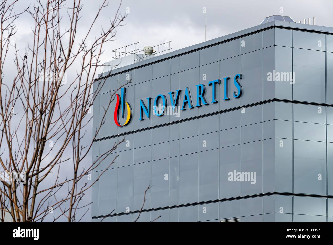 STEIN, SWITZERLAND - FEBRUARY 18, 2020: Novartis is the second largest pharmaceutical company in the world. Novartis Pharma in Stein produces new medi Stock Photo