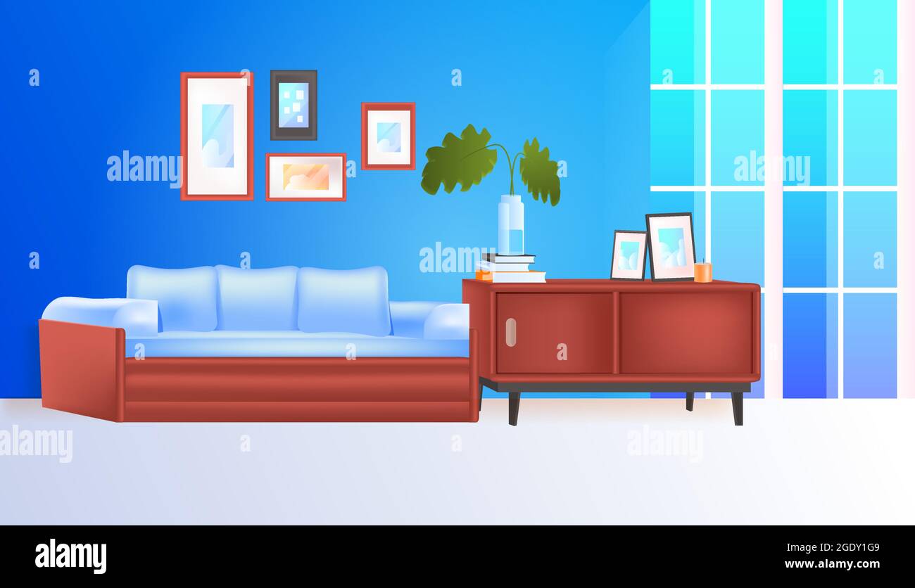 living room interior modern home apartment horizontal Stock Vector ...