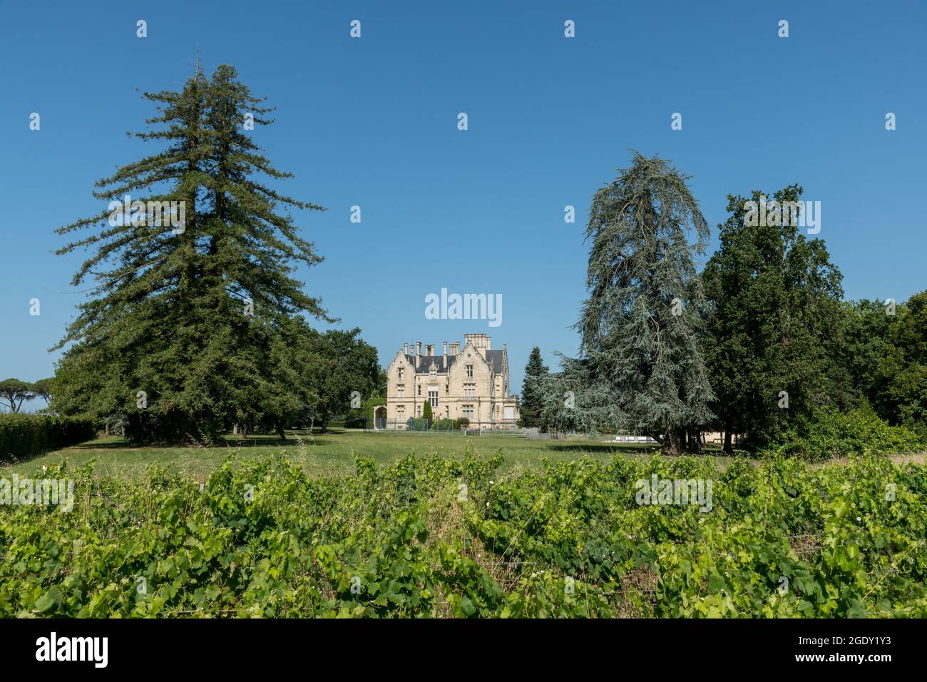 Château Lanessan, in Cussac, situated along the famous Wine Route of Médoc in Gironde, France Stock Photo