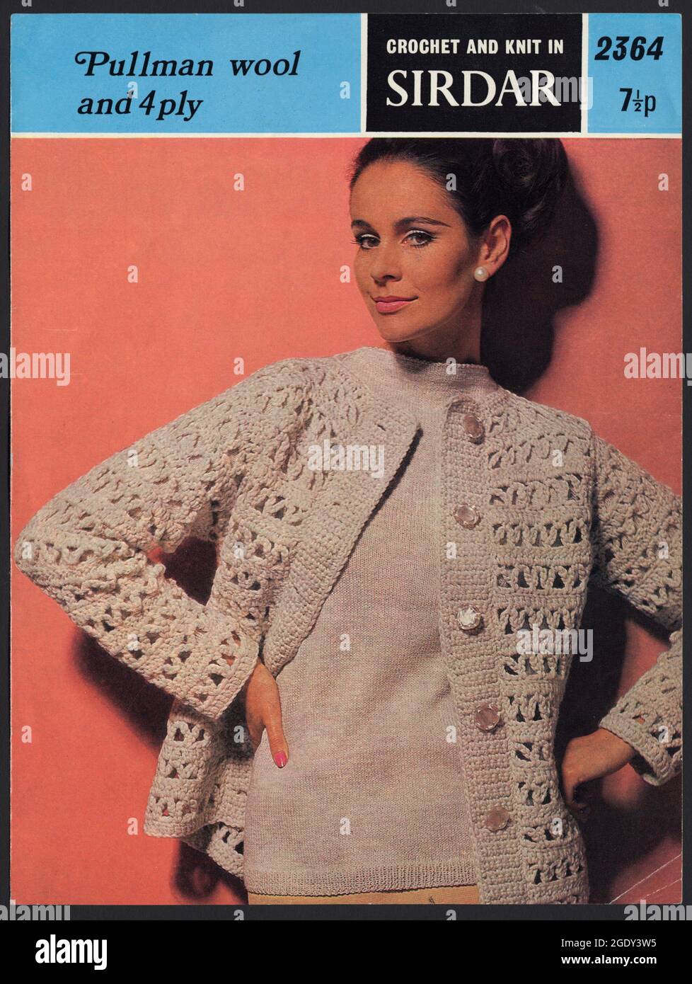 Sirdar knitting pattern 2364 crochet top, front cover, sixties Stock Photo