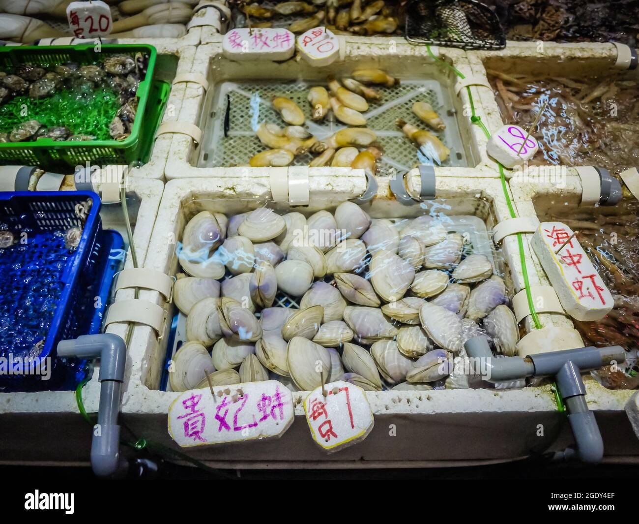fresh seafood market in Hong Kong China Stock Photo