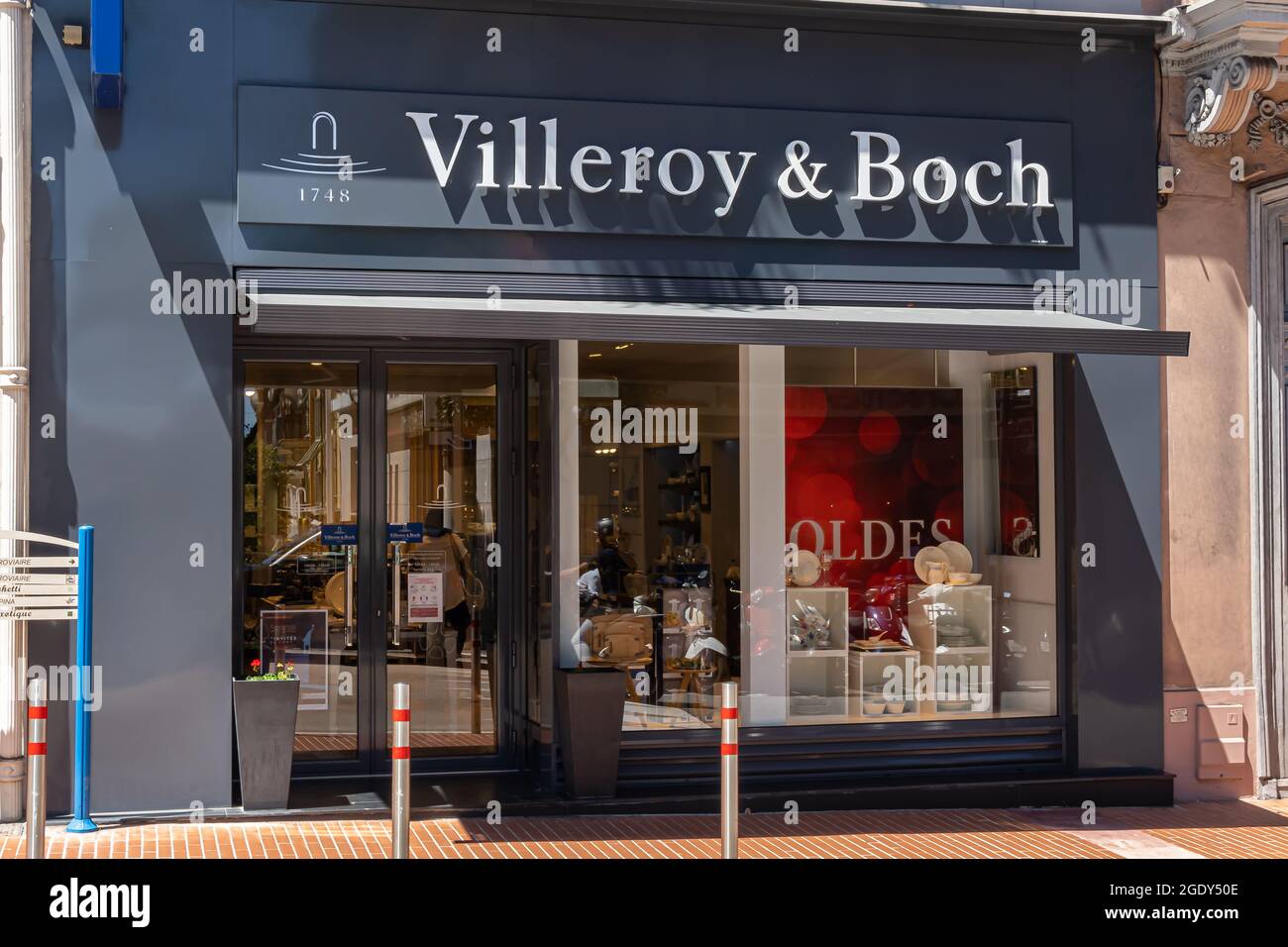 Monte Carlo, Monaco - July 4, 2020: Villeroy et Boch store of ceramic products for bathroom Stock Photo