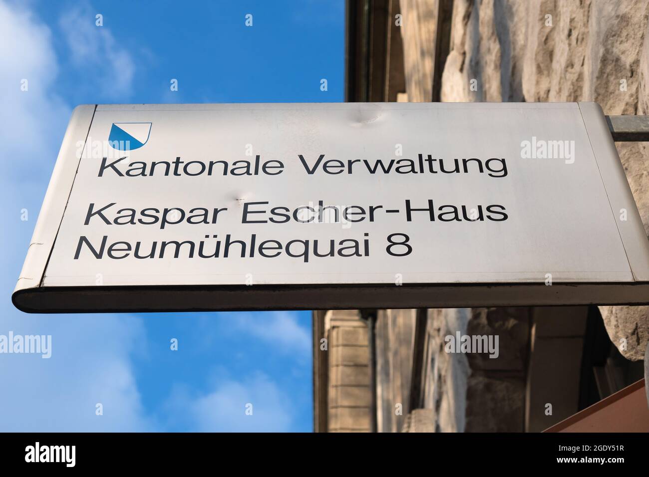 Zurich, Switzerland - January 10, 2021: The cantonal administration - Kantonale Verwaltung - consists of seven directorates plus the state chancellery Stock Photo