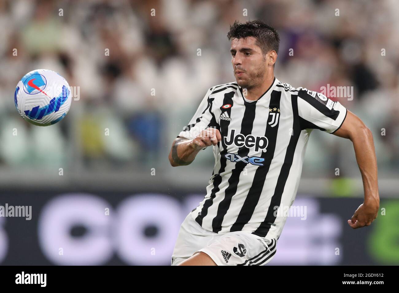 Turin, Italy, 14th August 2021. Alvaro Morata of Juventus during the Pre Season Friendly match at Allianz Stadium, Turin. Picture credit should read: Jonathan Moscrop / Sportimage Stock Photo