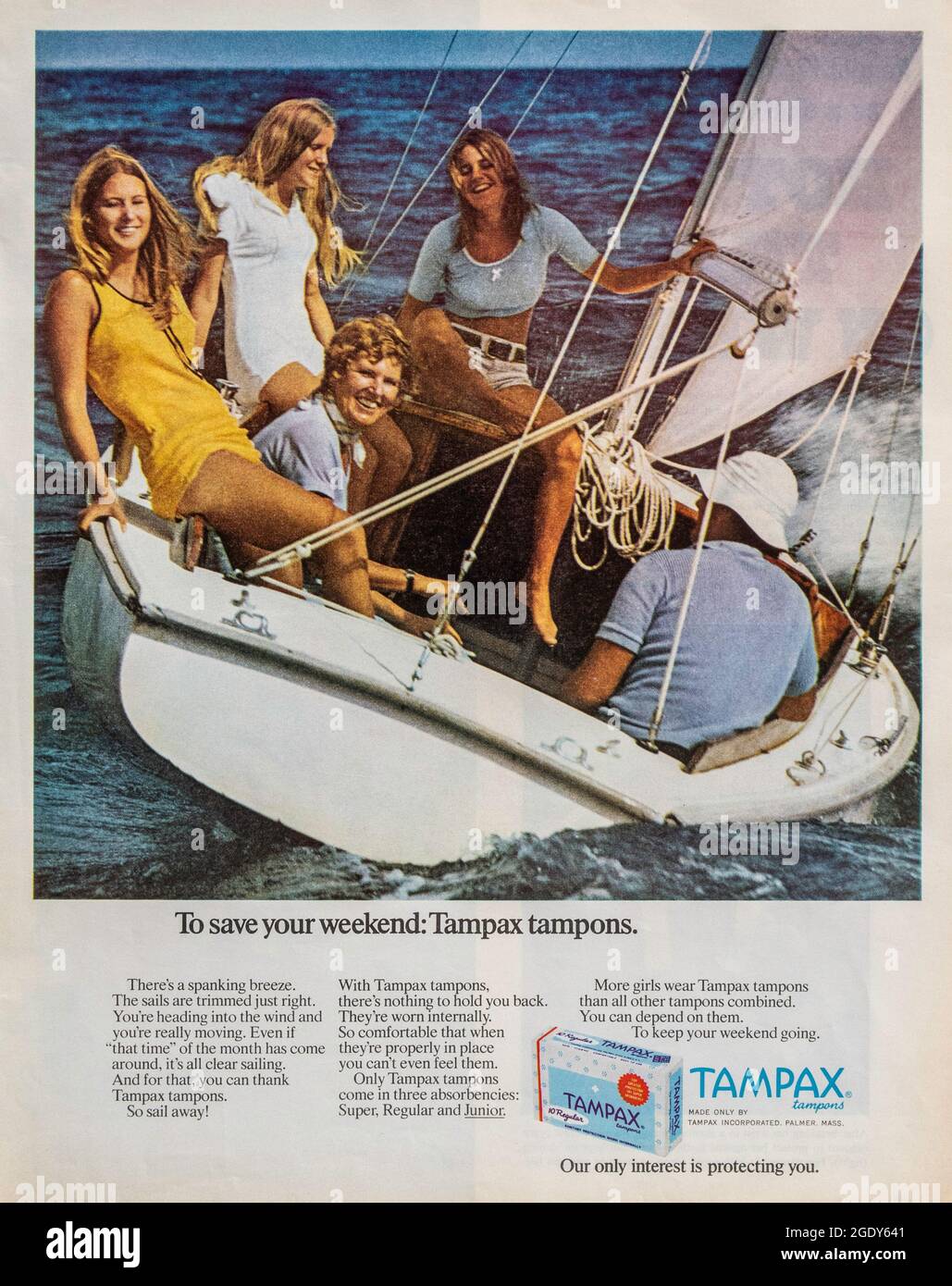 1971 vintage ad - Tampax tampons Young Girl swimmer swimming PRINT  Advertising 