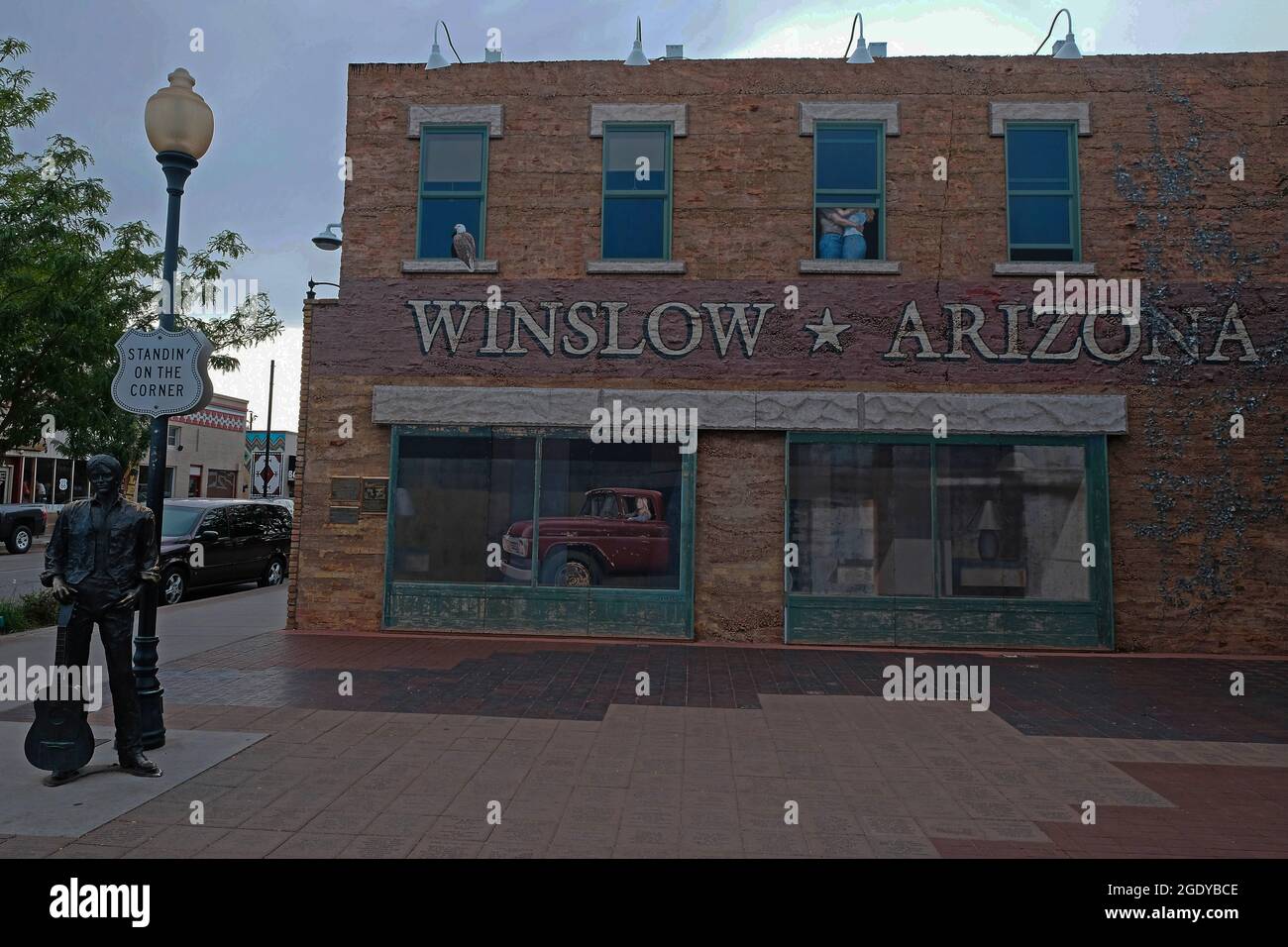 Winslow, Arizona, USA. 12th Aug, 2021. Standin' on the Corner park in