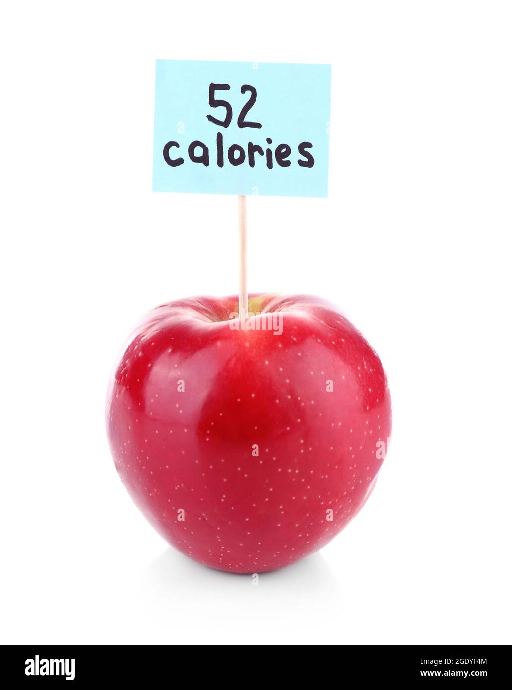 Red apple with calories count label isolated on white Stock Photo Alamy