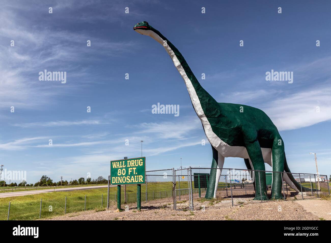 SD00436-00....SOUTH DAKOTA - An 80 foot dinosaur along Interstate 90 at the town of Wall. Stock Photo