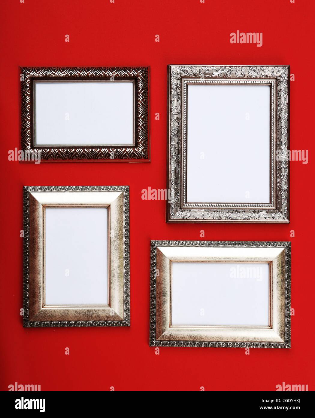 Vintage photo frames on wallpaper background Stock Photo Alamy