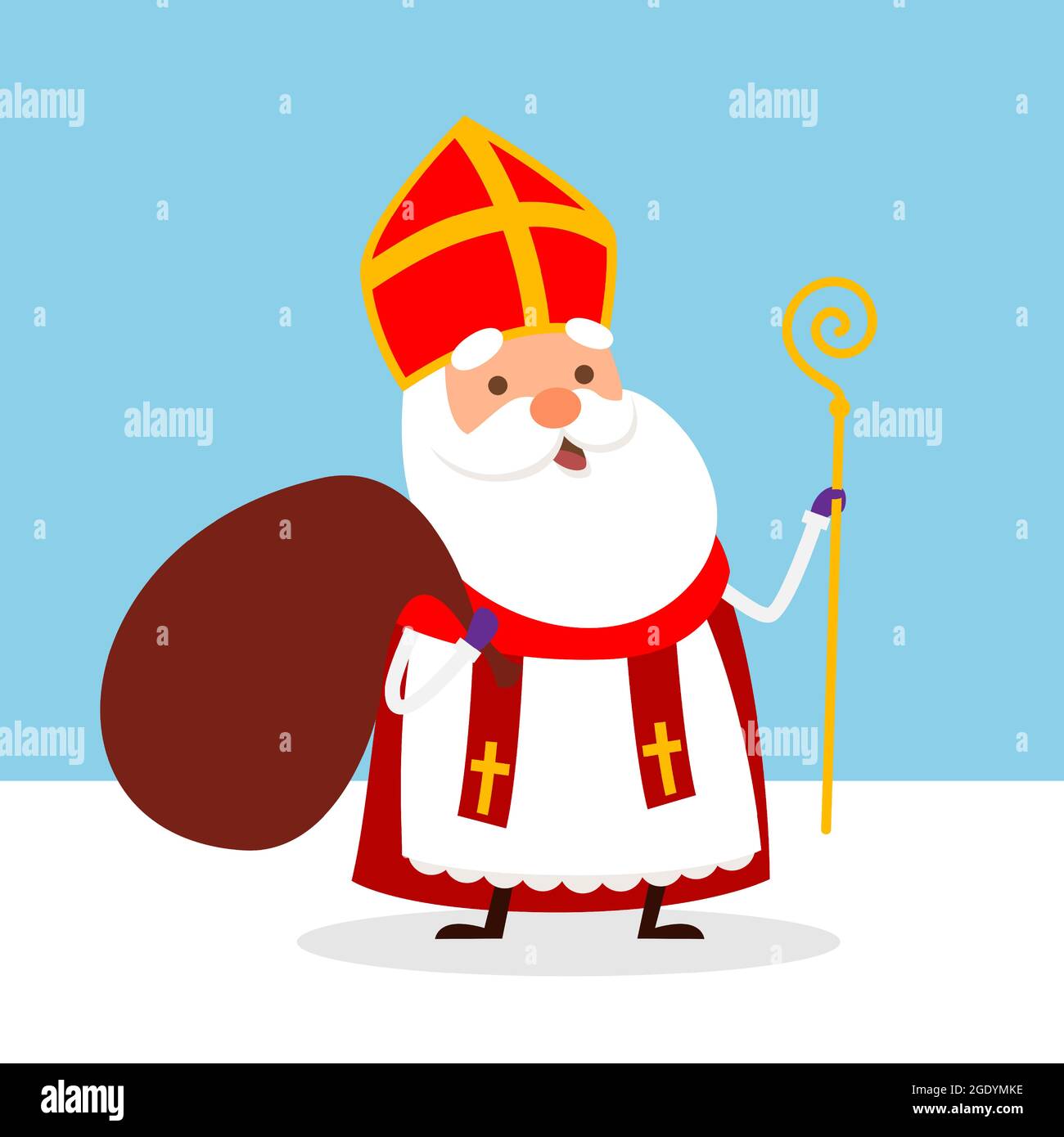 Cute Saint Nicholas is coming to town with gifts - vector illustration Stock Vector