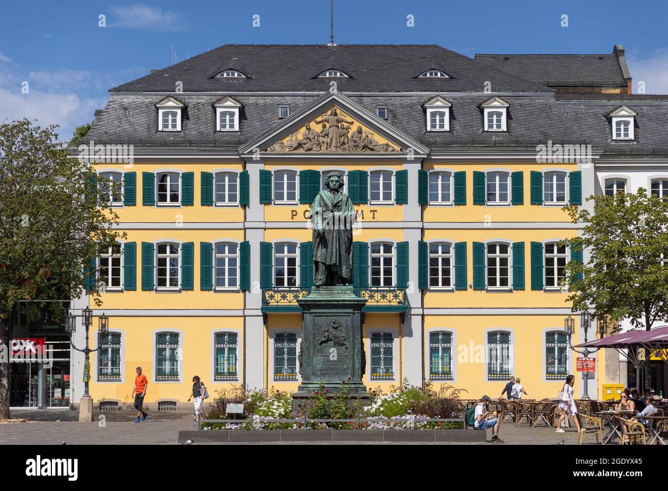 Bronze statue of Ludwig van Beethoven standing on market square in Bonn, Germany Stock Photo