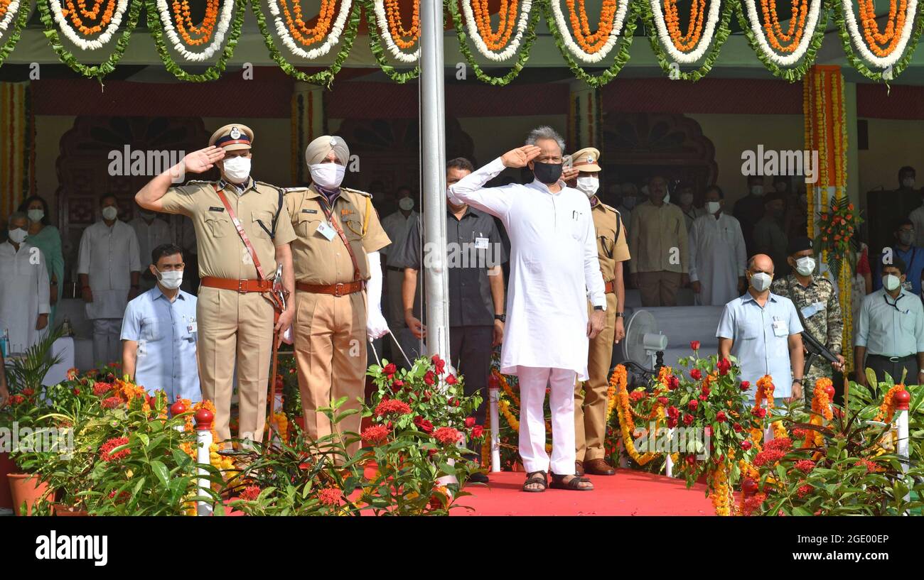 Jaipur, Rajasthan, India, August 15, 2021 Rajasthan Chief Minister