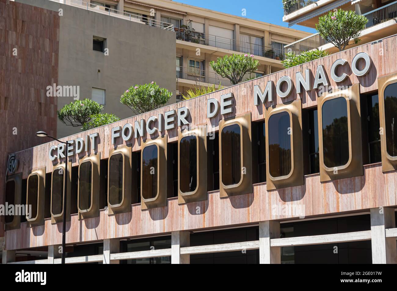Monte Carlo, Monaco - July 4, 2020: CFM Indosuez Wealth Management was established in 1922. It is a subsidiary of Indosuez Wealth Management group Stock Photo