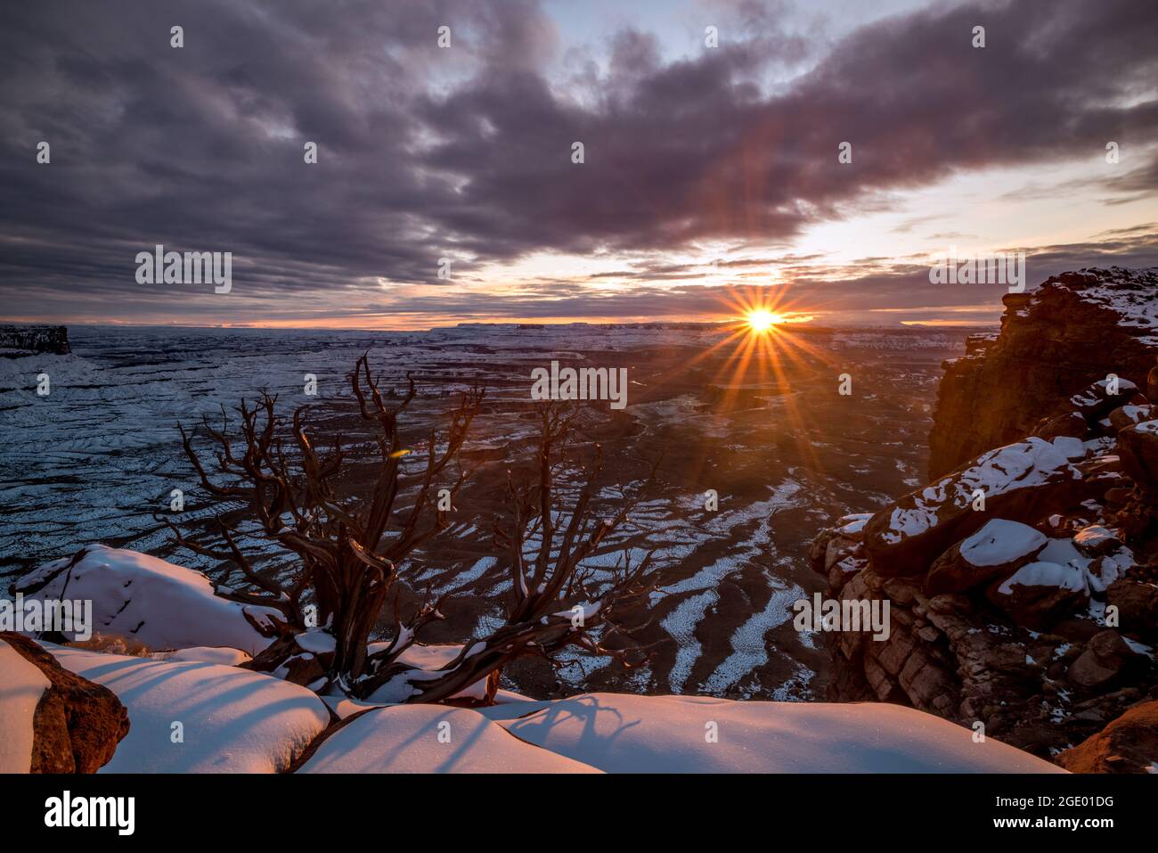 Winter evening over Utah’s Canyon Lands Stock Photo