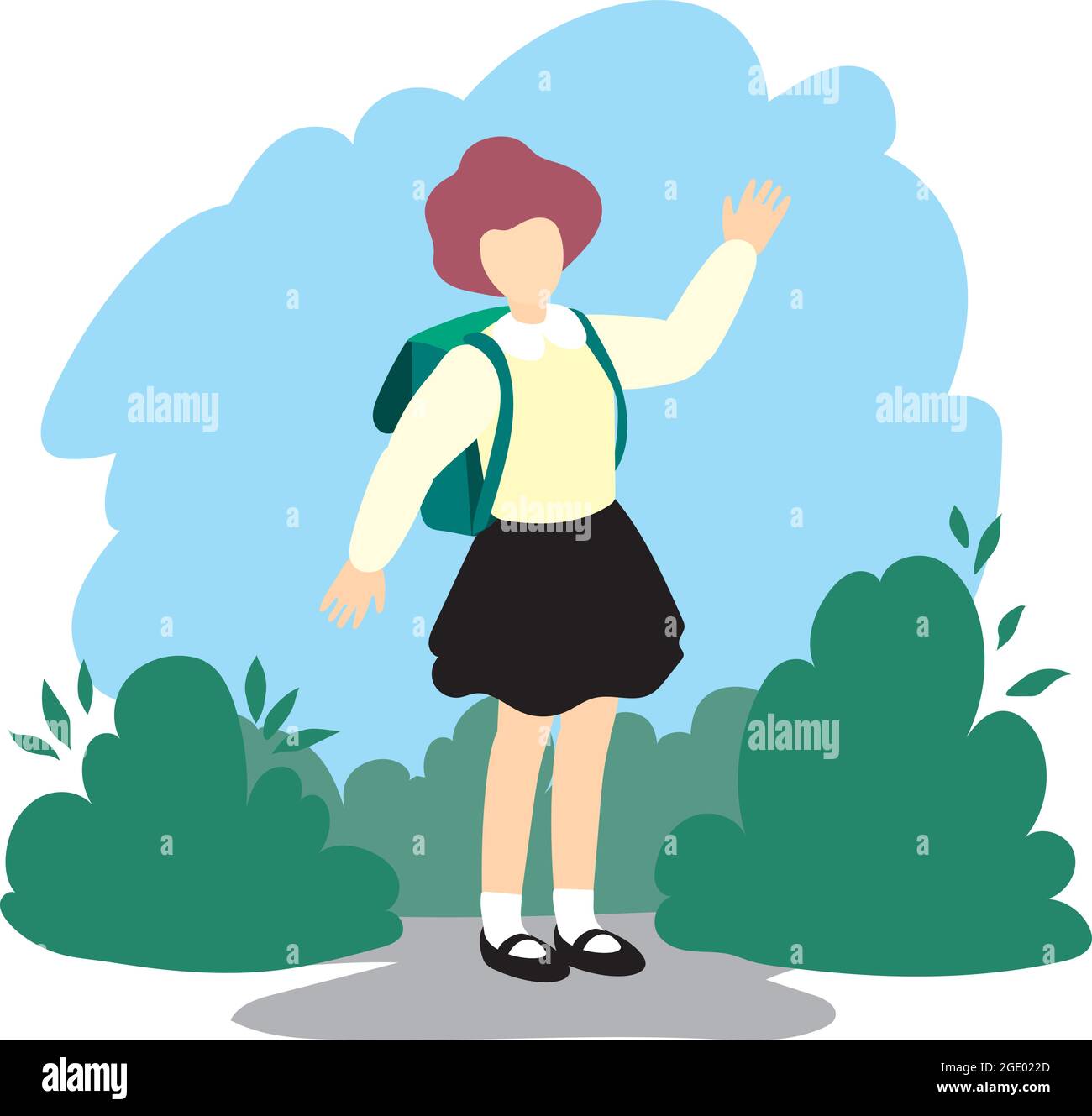 A schoolgirl girl in a medical mask. Precautionary measures against the coronavirus. Vector character in flat style Stock Vector