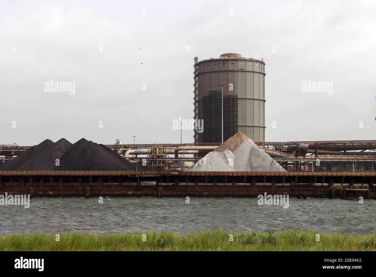 Iron Ore at the steel production plant of Tata Steel in IJmuiden in the Netherlands Stock Photo