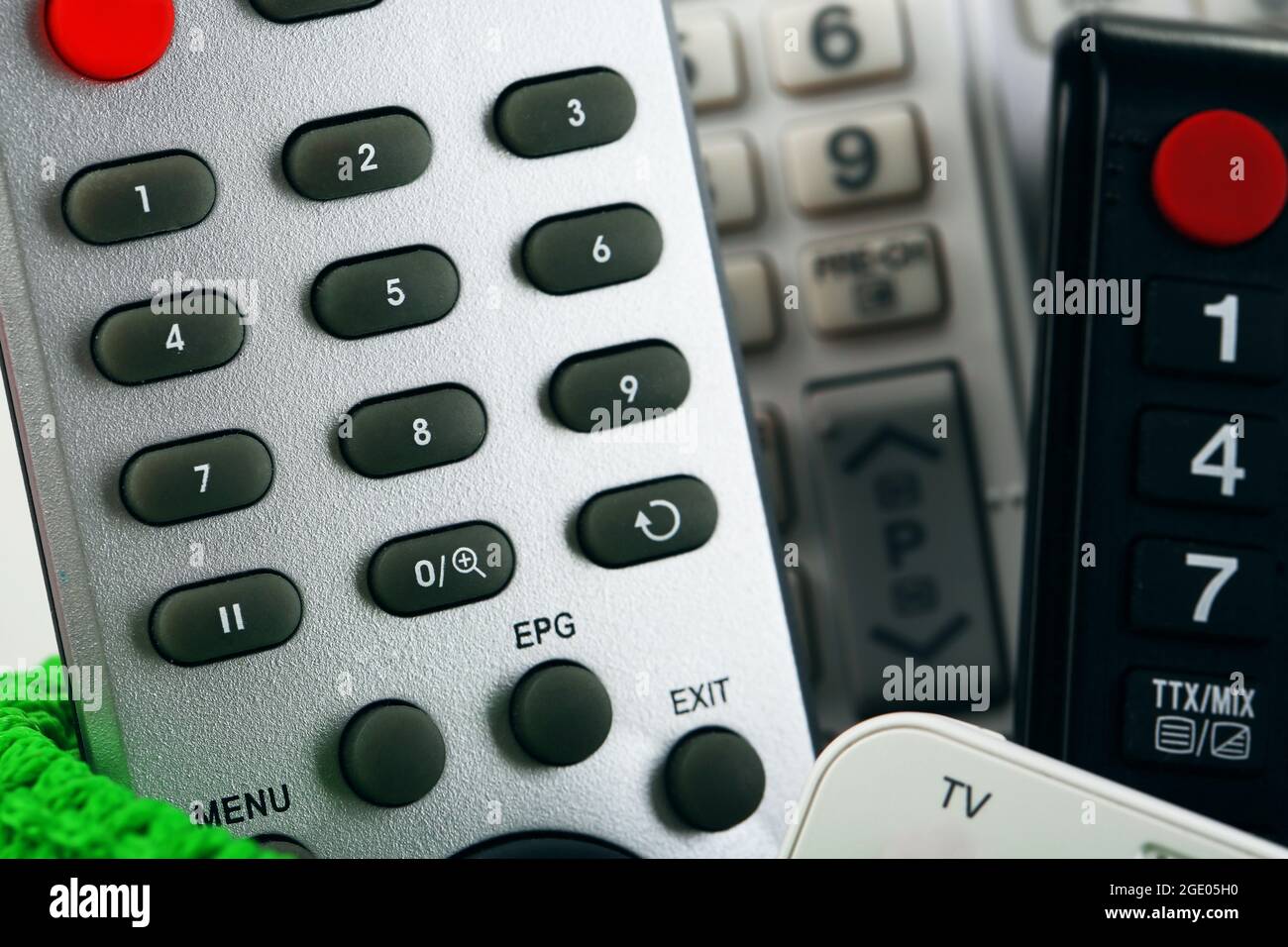 Many remote control devices closeup Stock Photo Alamy