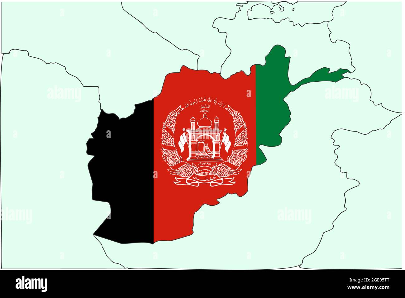 Vector illustration of Afghanistan flag map.  Stock Vector