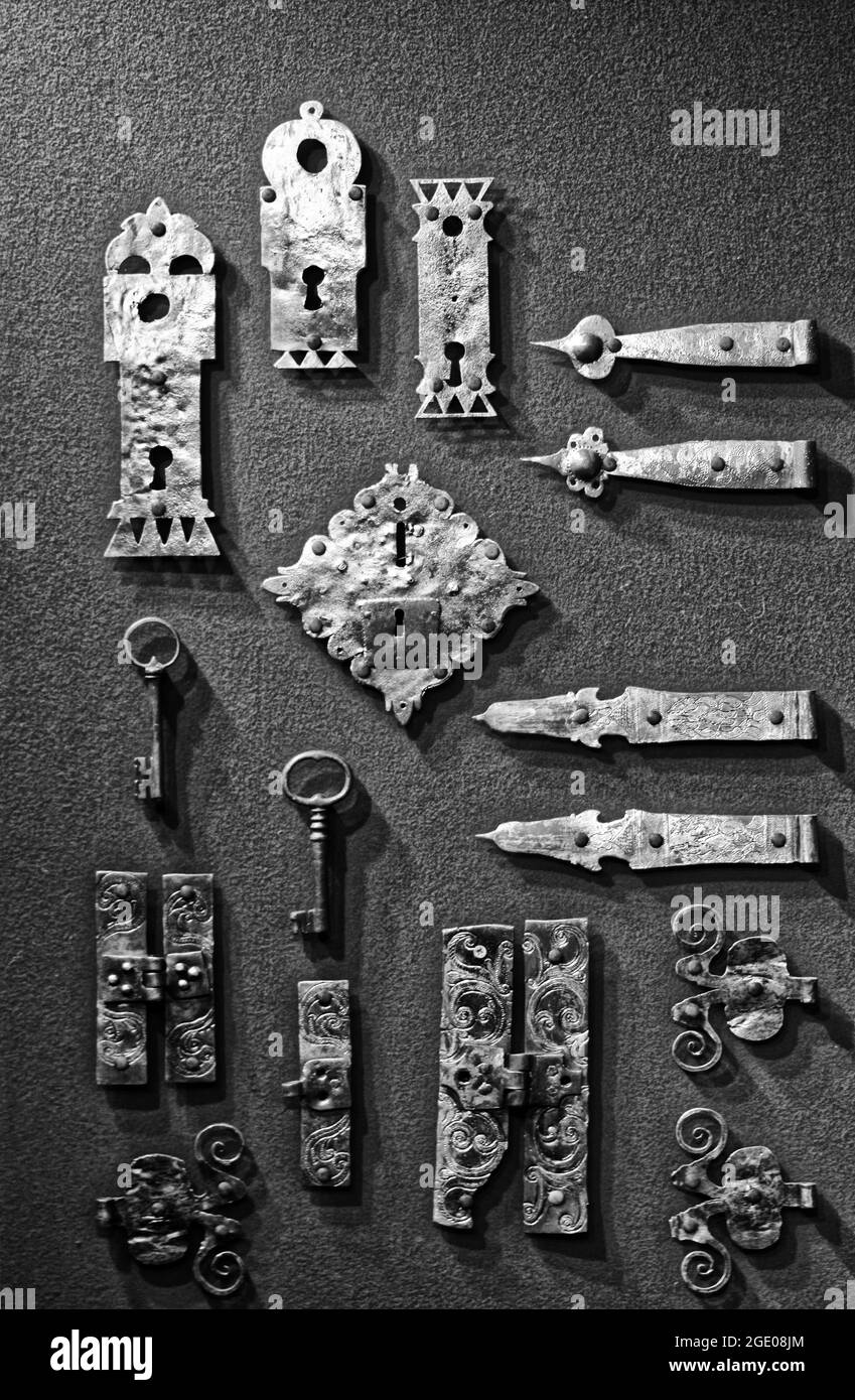 Door and window higes,door locks,keys Stock Photo Alamy