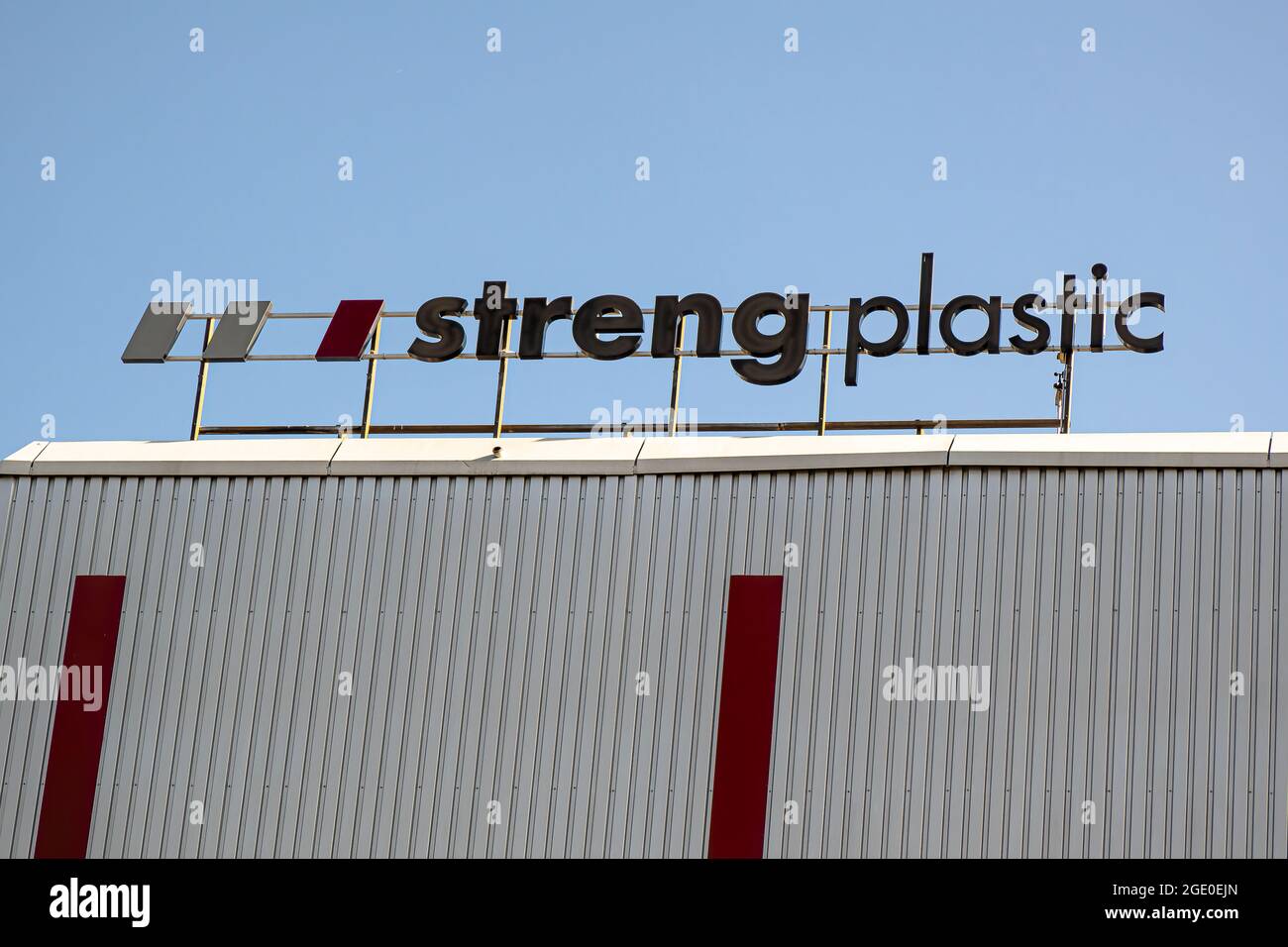DIELSDORF, SWITZERLAND - APRIL 27, 2020: Streng Plastic is a supplier in the plastic pipe system industry and offers sewage, pressure and cable protec Stock Photo