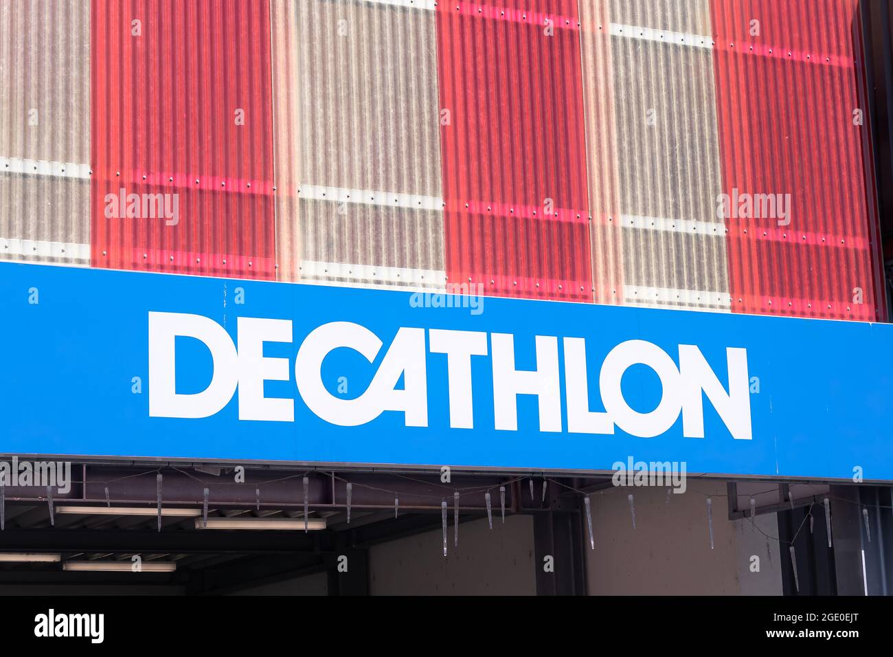 DIETLIKON, SWITZERLAND - APRIL 17, 2020: A Decathlon store for sportswear and recreation accessories in Dietlikon Stock Photo