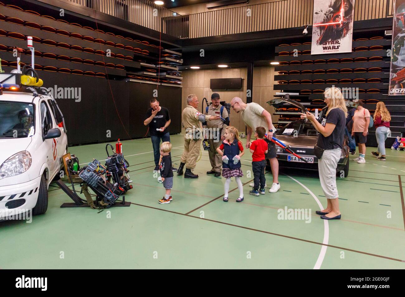 Randers, Denmark - 15 August 2021: A day in the galaxy, Large event in Randers Arena. Ghostbusters and ghostbusters car Stock Photo