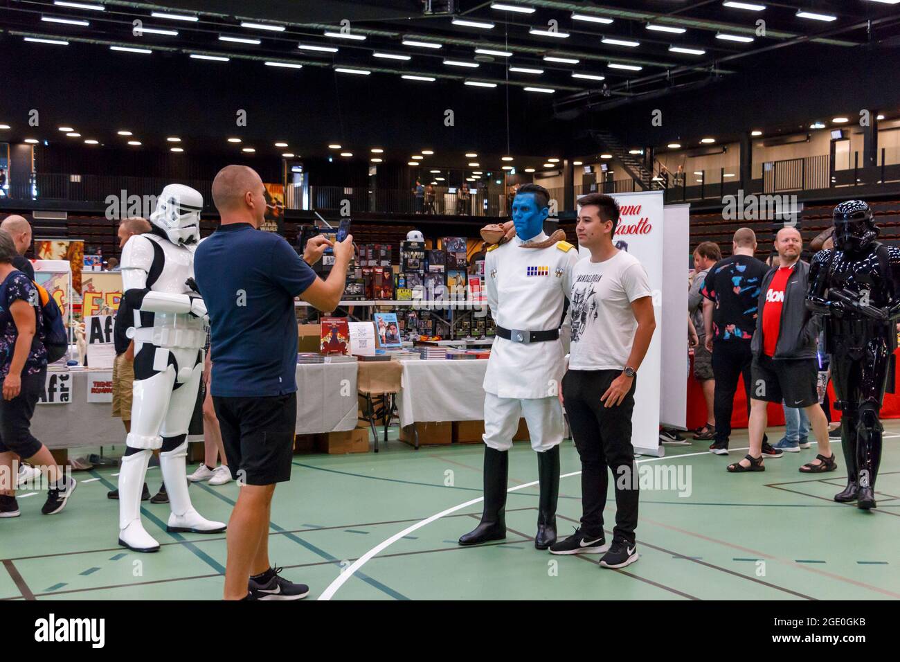 Randers, Denmark - 15 August 2021: A day in the galaxy, Big star wars event in Randers Arena where adults and children could meet all the characters f Stock Photo