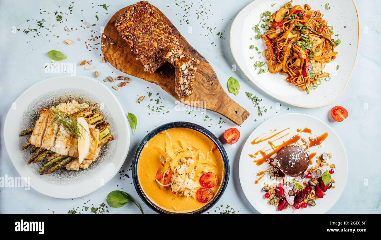 Assorted food set with dishes meat hi-res stock photography and images ...