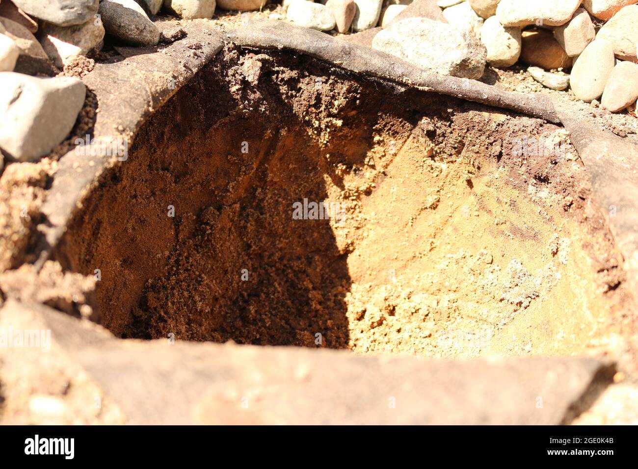 Deep Dirt Hole In Ground Or Lawn Stock Photo - Download Image Now