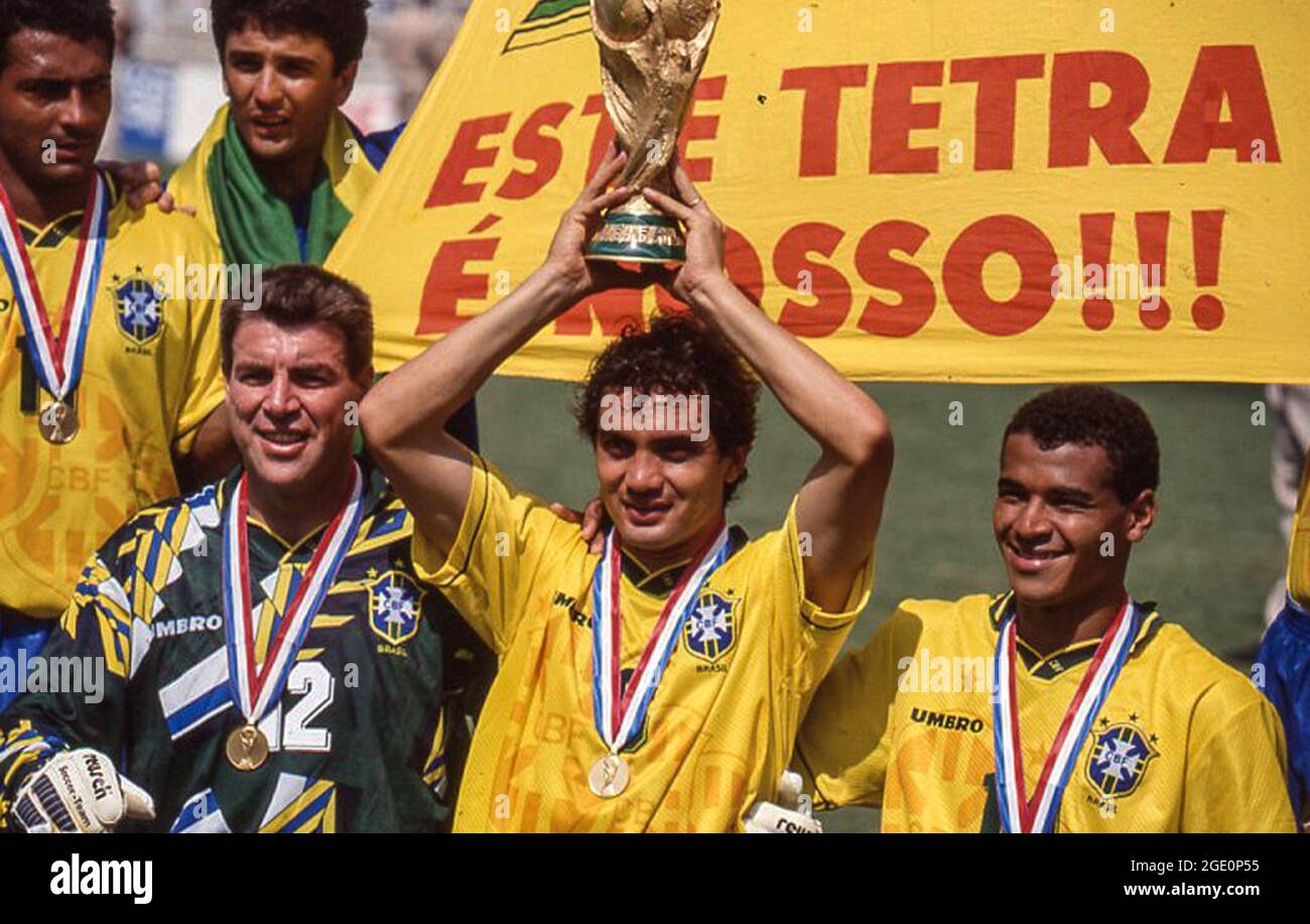 Romario, Zetti, Branco with trophy and Cafu of brazil after the final of the 1994 FIFA World Cup Stock Photo