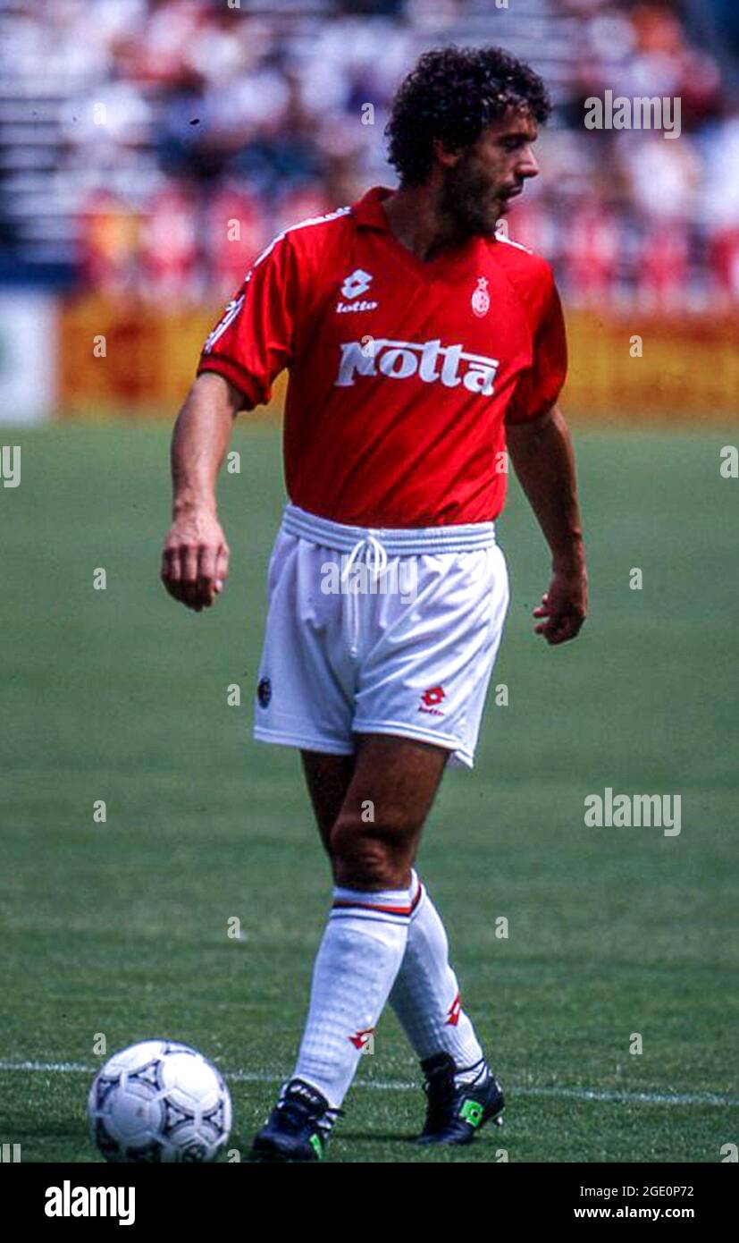 Roberto Donadoni  of AC Milan before the 1993 Italian Super Cup final against Torino, in Washington DC. Stock Photo
