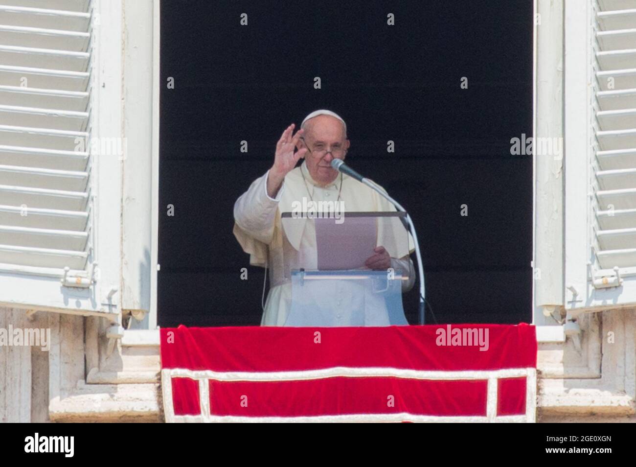 Pope Preaching Window Pope Francis waves from the window of the apostolic palace overlooking ...