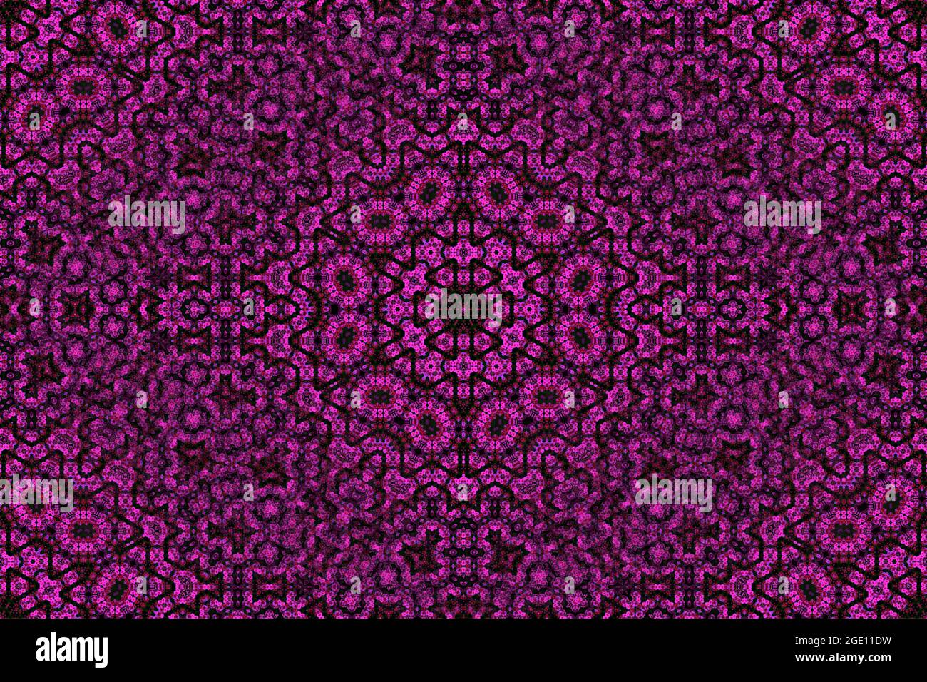 Transcendental and psychedelic kaleidoscope. Ornate purple victorian textile print and retro victorian wallpaper. Psychedelic energy mandala. Stock Photo