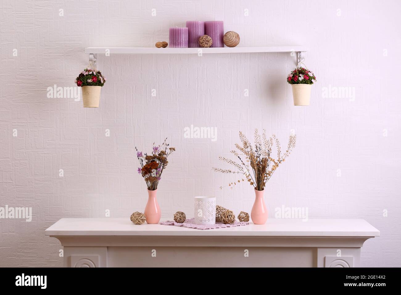 Still life of dried flowers on white wall background Stock Photo - Alamy