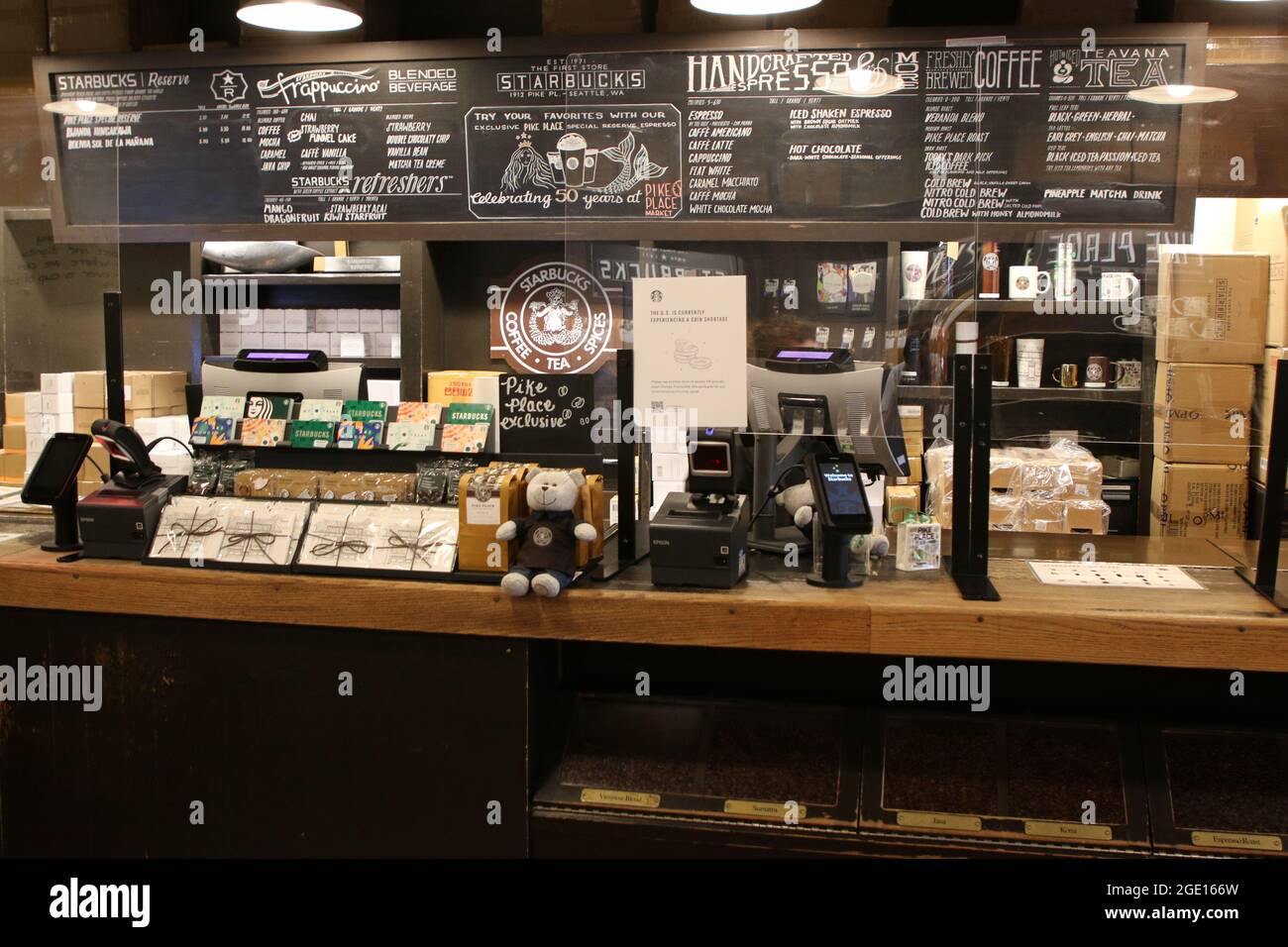 The original Starbucks Coffee House in Seattle, Washington Stock Photo
